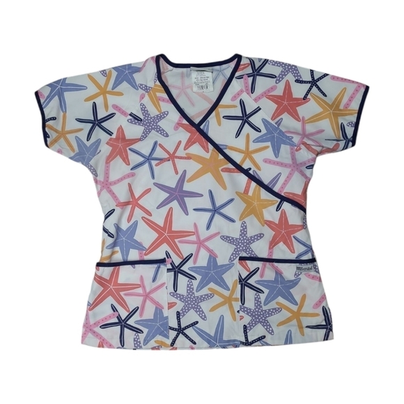 UA Starfish Print Scrub Top Size Small - Picture 1 of 7